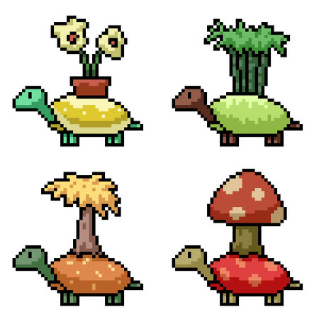 pixel art of fantasy plant turtleのイラスト素材