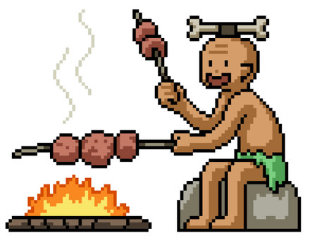 pixel art of man roast meatのイラスト素材