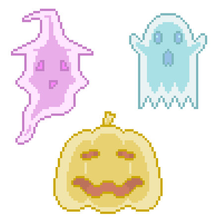 pixel art of halloween spirit friendのイラスト素材