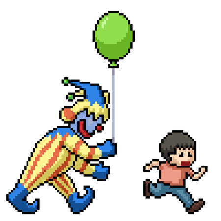 pixel art of jester themepark kidのイラスト素材