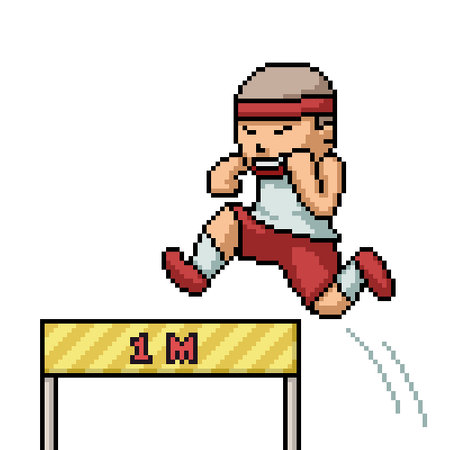 pixel art of man run jumpのイラスト素材