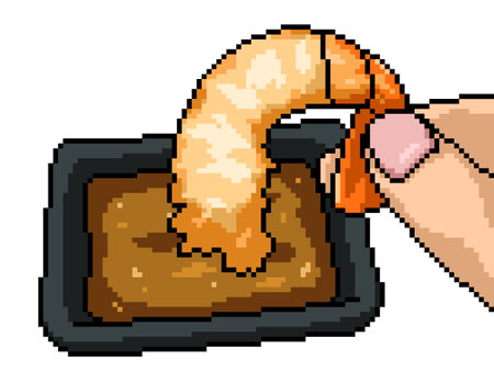 pixel art of shrimp sauce deliciousのイラスト素材