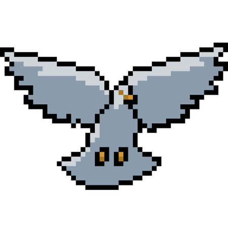 pixel art of white pigeon flyのイラスト素材