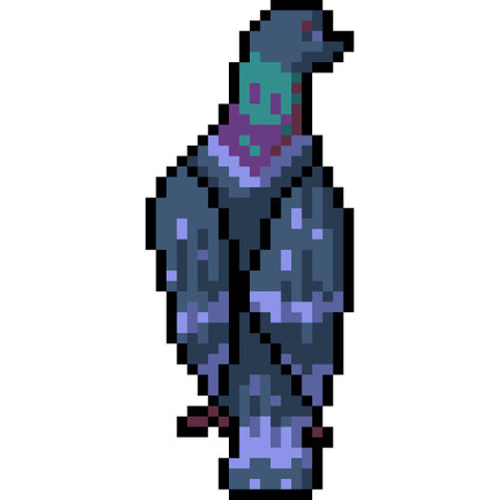 pixel art of blue pigeon backのイラスト素材