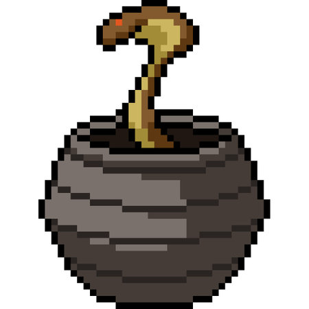 pixel art of snake in potのイラスト素材