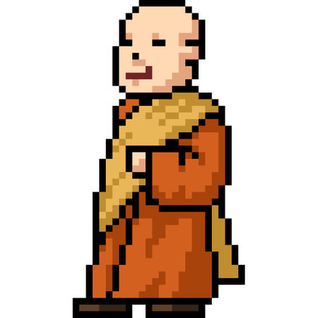 pixel art of monk bald standingのイラスト素材