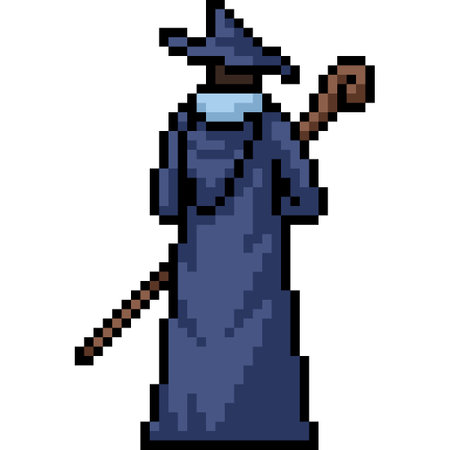 pixel art of mage wizard backのイラスト素材