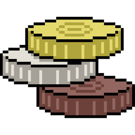 pixel art of pile of coinのイラスト素材
