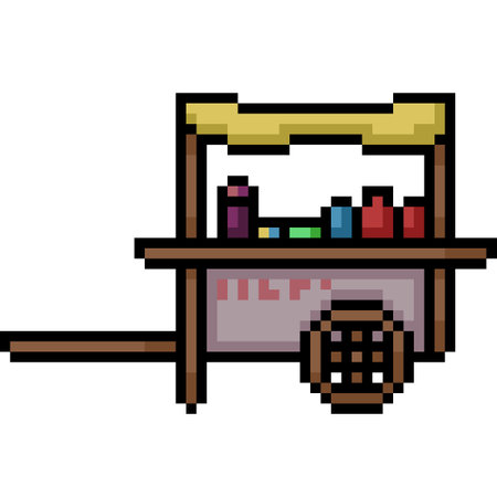 pixel art of small food cartのイラスト素材