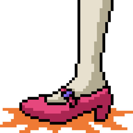 pixel art of girl foot stompのイラスト素材