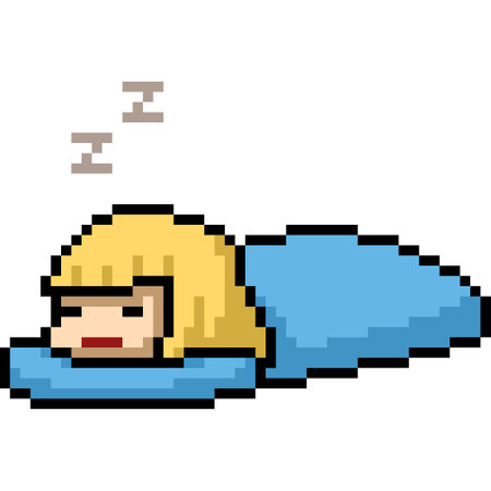 pixel art of girl sleep napのイラスト素材