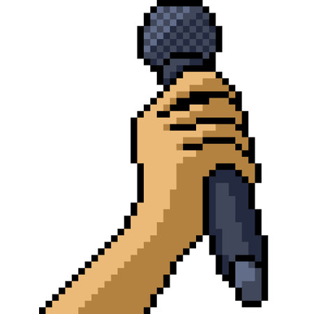 pixel art of microphone speech stageのイラスト素材