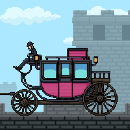 pixel art of castle fancy carriageのイラスト素材