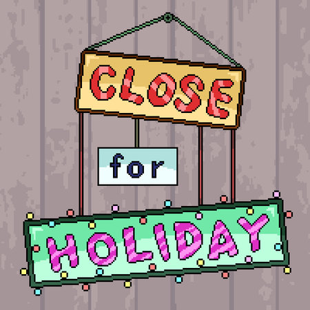 pixel art of shop close holidayのイラスト素材