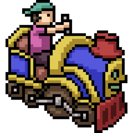 pixel art of kid play train
