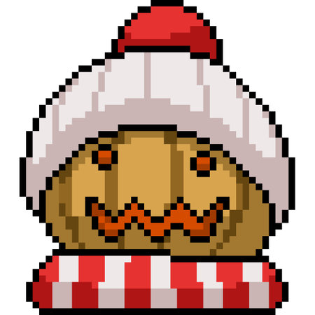 pixel art of Christmas pumpkin headのイラスト素材