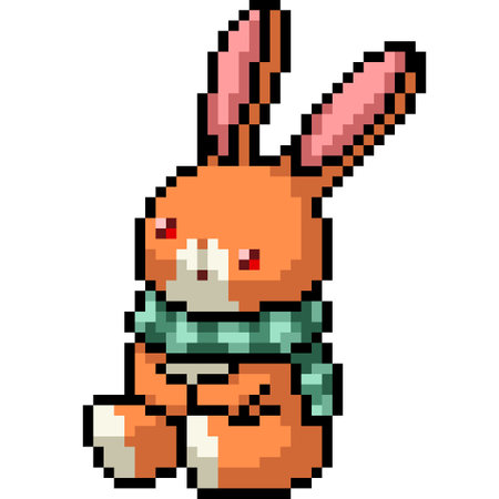 pixel art of rabbit doll sitのイラスト素材