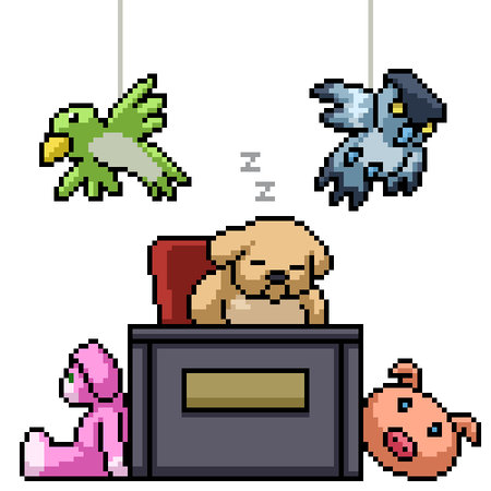 pixel art of stuffed animal friendのイラスト素材
