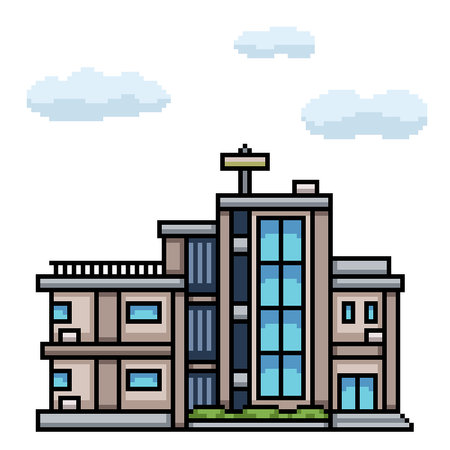 pixel art of workplace office buildingのイラスト素材