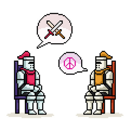 pixel art of knight battle peaceのイラスト素材