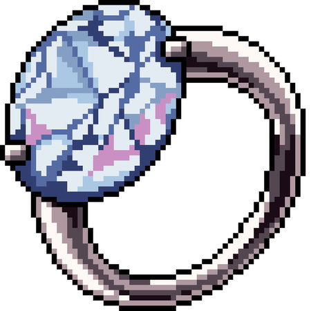 pixel art of diamond ring decoration isolated backgroundのイラスト素材