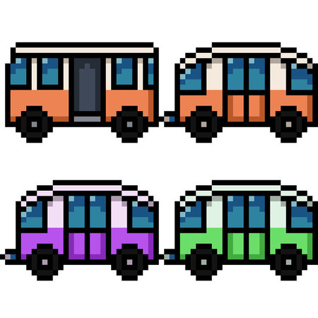 pixel art of mini van cart isolated backgroundのイラスト素材