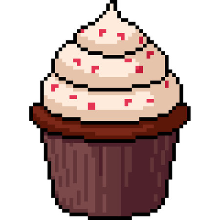 pixel art of cup cake snack isolated background