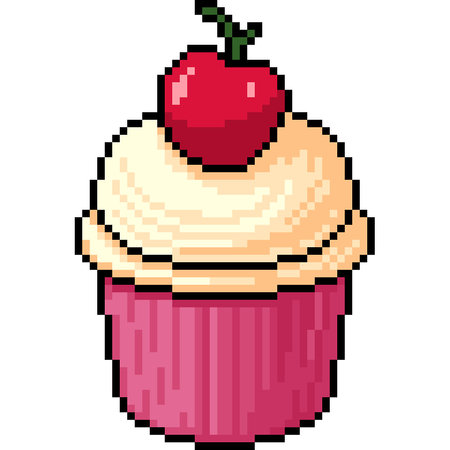 pixel art of cup cake snack isolated backgroundのイラスト素材