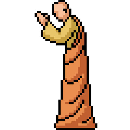 pixel art of monk pay respect isolated backgroundのイラスト素材