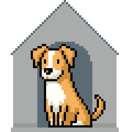 pixel art of small dog house isolated backgroundのイラスト素材