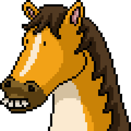 pixel art of stupid horse face isolated backgroundのイラスト素材