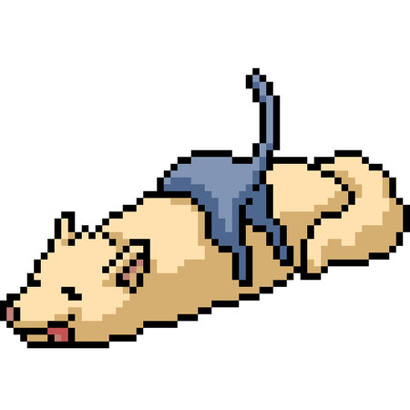 pixel art of cat dog sleep isolated backgroundのイラスト素材