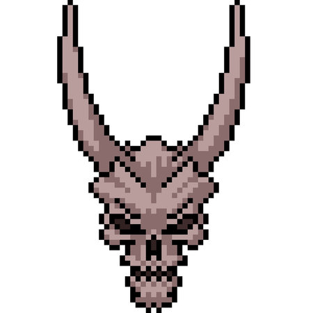 pixel art of evil demon skull isolated backgroundのイラスト素材