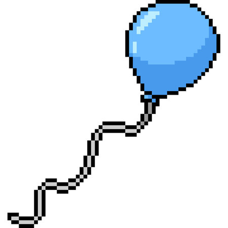 pixel art of blue air balloon isolated backgroundのイラスト素材