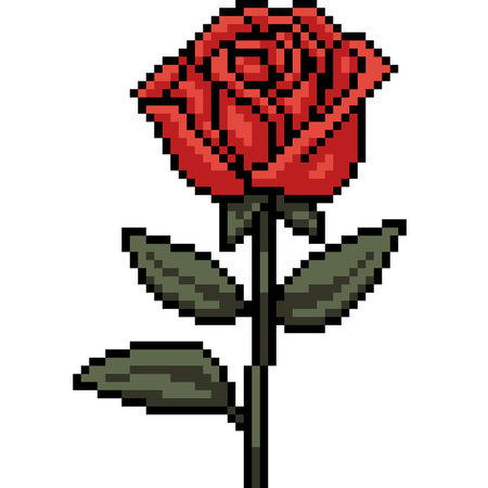 pixel art of rose bloom grow isolated backgroundのイラスト素材