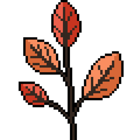 pixel art of prange leaf branch isolated backgroundのイラスト素材