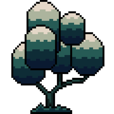 pixel art of strange cartoon tree isolated backgroundのイラスト素材