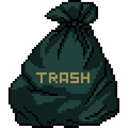 pixel art of trash garbage bag isolated backgroundのイラスト素材