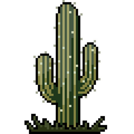 pixel art of cactus spike plant isolated backgroundのイラスト素材