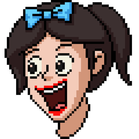 pixel art of girl laugh expression isolated backgroundのイラスト素材