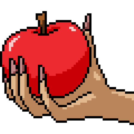 pixel art of witch hand apple isolated backgroundのイラスト素材