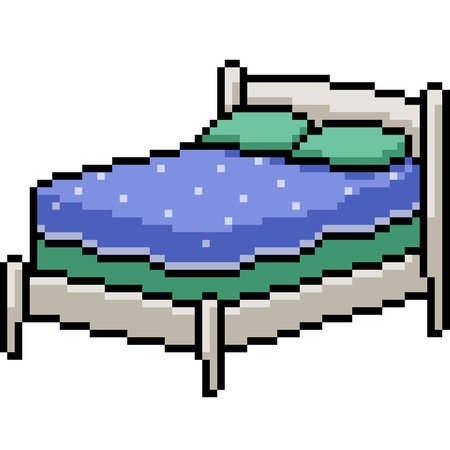 pixel art of bed in bedroom isolated backgroundのイラスト素材