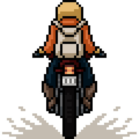 pixel art of motorcycle travel backpack isolated backgroundのイラスト素材