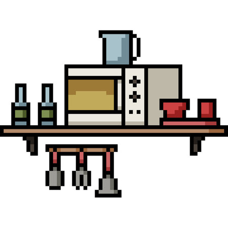 pixel art of modern kitchen microwave isolated backgroundのイラスト素材