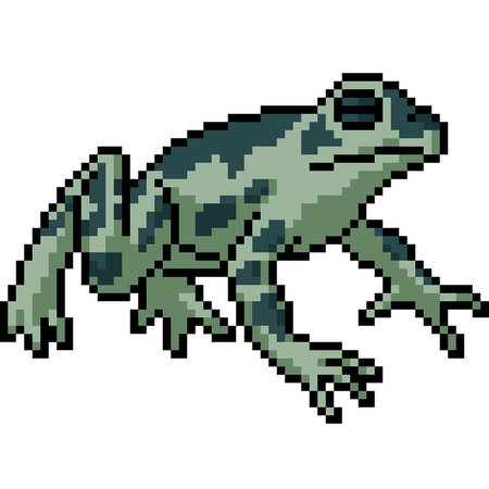 pixel art of poison green frog isolated backgroundのイラスト素材
