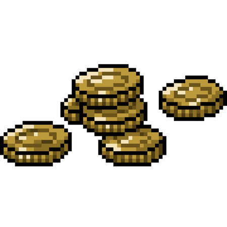 pixel art of gold coin currency isolated backgroundのイラスト素材