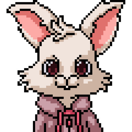 pixel art of white bunny cloth isolated backgroundのイラスト素材