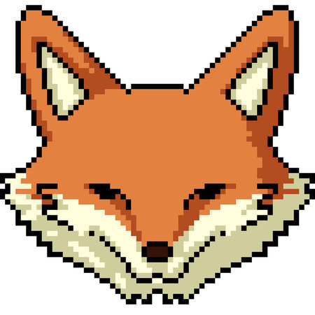pixel art of fox face front isolated backgroundのイラスト素材