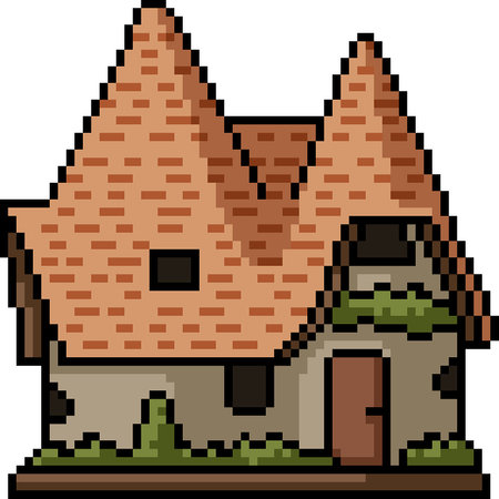 pixel art of fantasy clay house isolated backgroundのイラスト素材