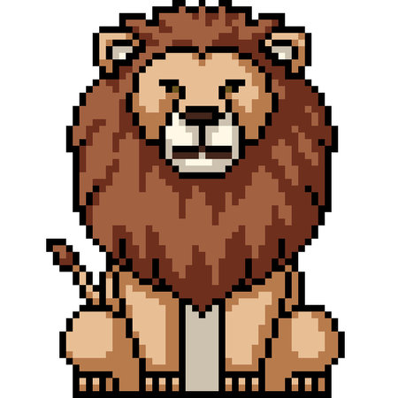 pixel art of lion sit front isolated backgroundのイラスト素材